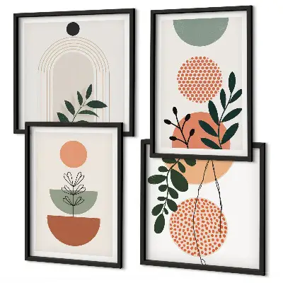 Composição de quadros com motivos vegetais modernos