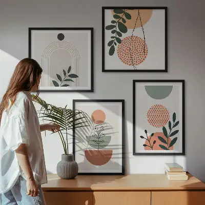 Composição de quadros com motivos vegetais modernos