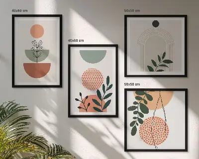 Composição de quadros com motivos vegetais modernos