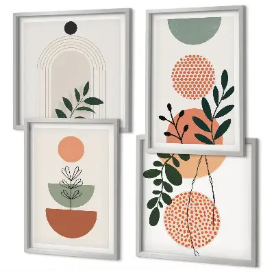 Composição de quadros com motivos vegetais modernos