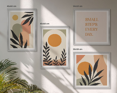 Conjunto de 4 quadros com moldura Motivos vegetais abstratos