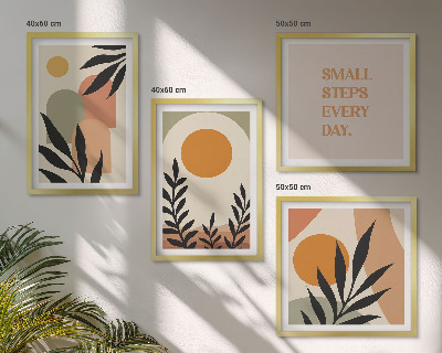 Conjunto de 4 quadros com moldura Motivos vegetais abstratos