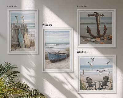 Políptico com moldura Paisagem marítima de praias de verão