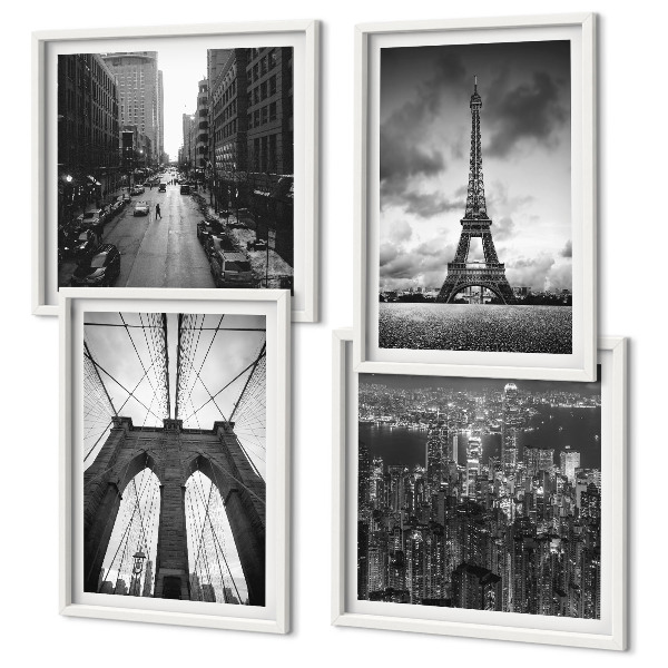 Composição de quadros Torres de ponte monocromáticas