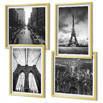 Composição de quadros Torres de ponte monocromáticas
