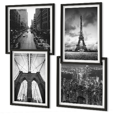 Composição de quadros Torres de ponte monocromáticas
