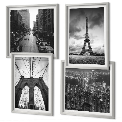 Composição de quadros Torres de ponte monocromáticas
