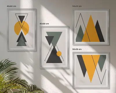 Formas geométricas abstratas políptico com moldura