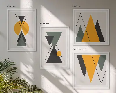 Formas geométricas abstratas políptico com moldura