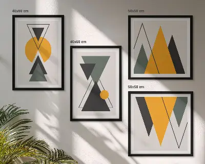 Formas geométricas abstratas políptico com moldura