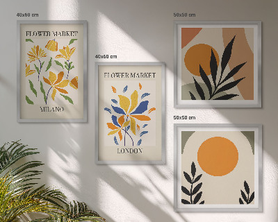 Composição de quadros Cartazes florais Paris Milão