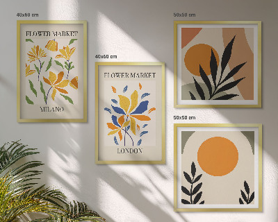 Composição de quadros Cartazes florais Paris Milão