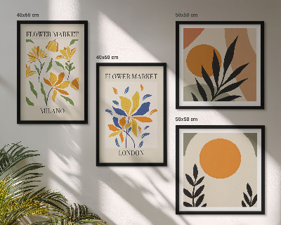 Composição de quadros Cartazes florais Paris Milão