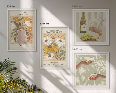 Conjunto de 4 quadros com moldura Padrões florais de cidades europeias