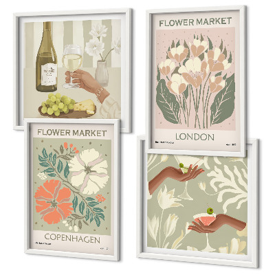 Composição de quadros Cartazes florais da cidade do vinho