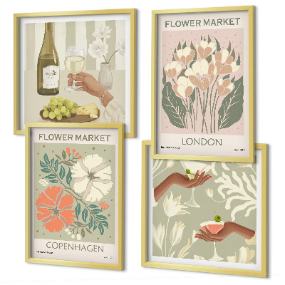Composição de quadros Cartazes florais da cidade do vinho