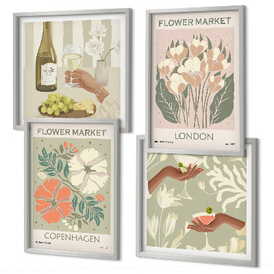 Composição de quadros Cartazes florais da cidade do vinho