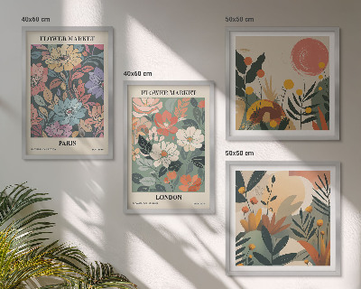 Conjunto de 4 quadros com moldura Pôsteres florais Paris Londres