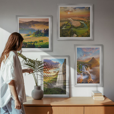 Conjunto de 4 quadros com moldura vistas do pôr do sol na Itália