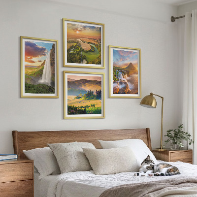 Conjunto de 4 quadros com moldura vistas do pôr do sol na Itália