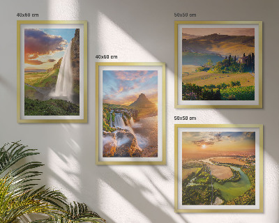 Conjunto de 4 quadros com moldura vistas do pôr do sol na Itália
