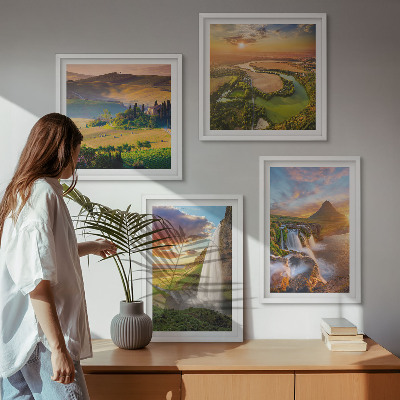 Conjunto de 4 quadros com moldura vistas do pôr do sol na Itália