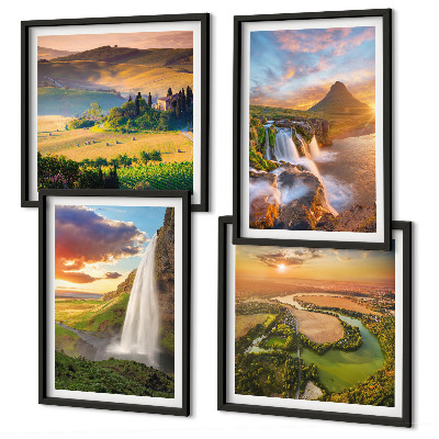 Conjunto de 4 quadros com moldura vistas do pôr do sol na Itália