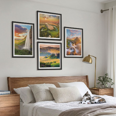 Conjunto de 4 quadros com moldura vistas do pôr do sol na Itália
