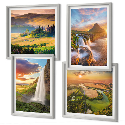 Conjunto de 4 quadros com moldura vistas do pôr do sol na Itália