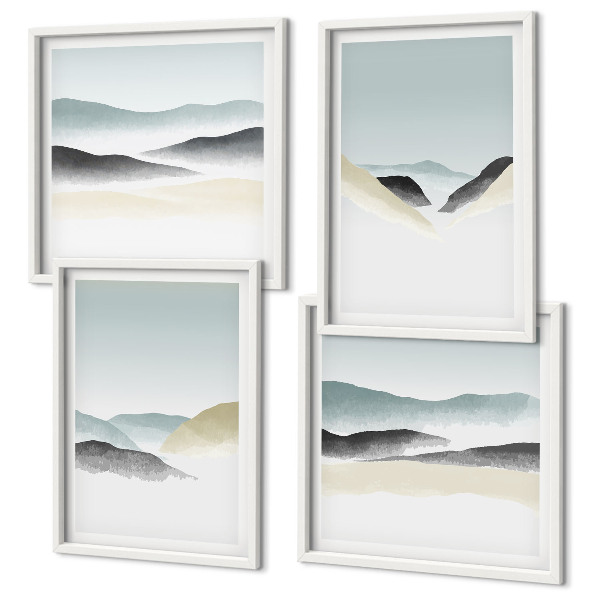 Políptico com moldura Pastéis minimalistas de montanha