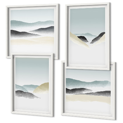 Políptico com moldura Pastéis minimalistas de montanha