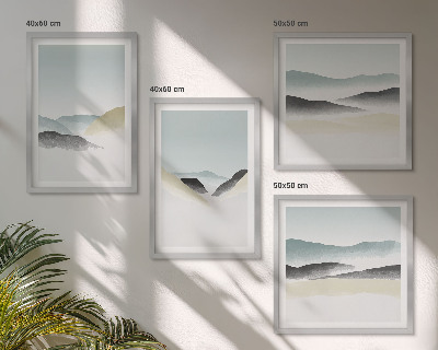 Políptico com moldura Pastéis minimalistas de montanha
