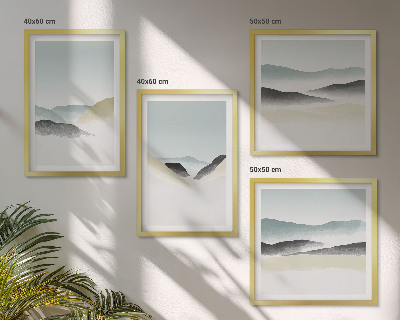 Políptico com moldura Pastéis minimalistas de montanha