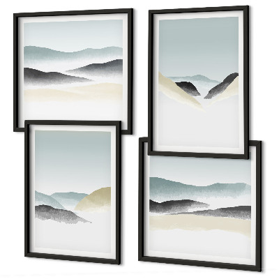 Políptico com moldura Pastéis minimalistas de montanha