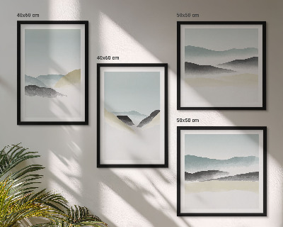 Políptico com moldura Pastéis minimalistas de montanha