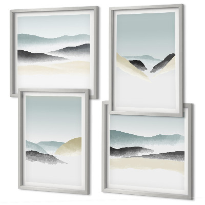Políptico com moldura Pastéis minimalistas de montanha