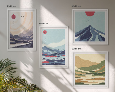 Políptico com moldura Paisagens montanhosas abstratas
