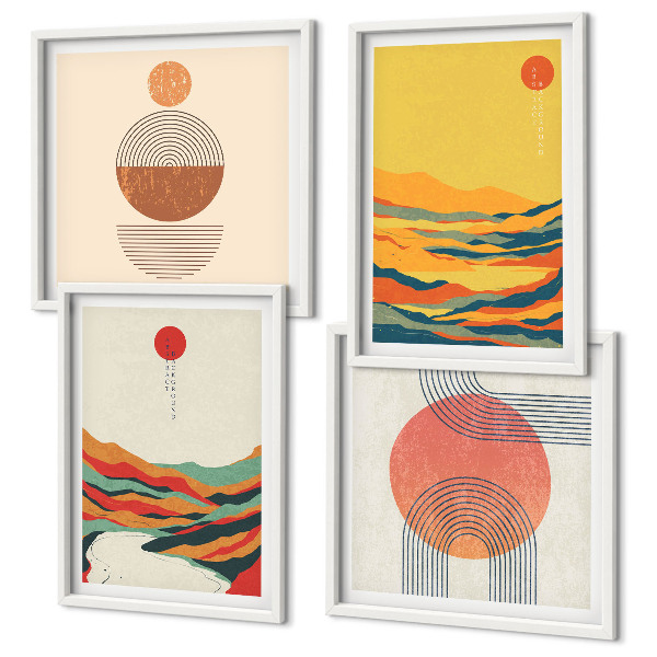 Composição de quadros Padrões coloridos das montanhas do rio Japandi