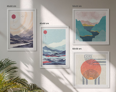 Conjunto de 4 quadros com moldura paisagens montanhosas japonesas