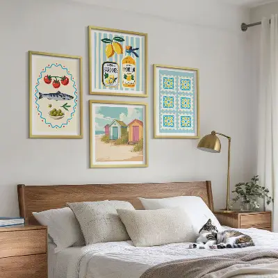 Conjunto de quadros ilustrações de culinária mediterrânea