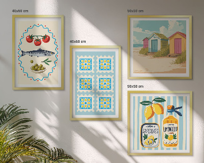 Composição de quadros Ilustrações da culinária mediterrânea