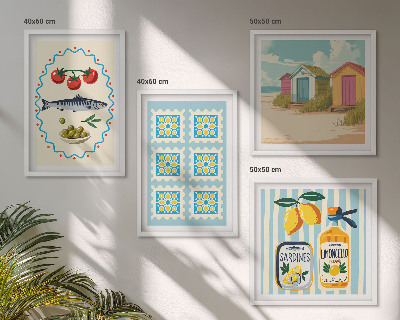 Composição de quadros Ilustrações da culinária mediterrânea