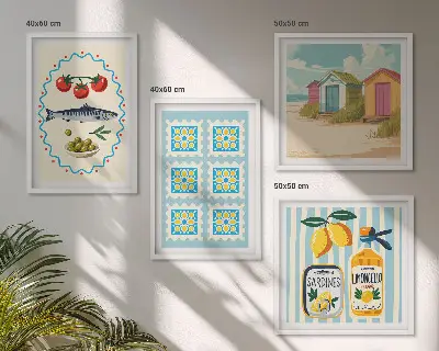 Conjunto de quadros ilustrações de culinária mediterrânea