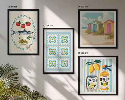 Composição de quadros Ilustrações da culinária mediterrânea