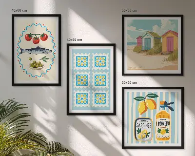Conjunto de quadros ilustrações de culinária mediterrânea