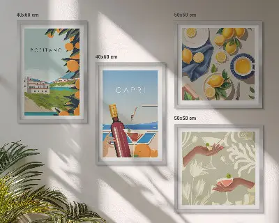 Composição de quadros tema férias com limão italiano em Capri