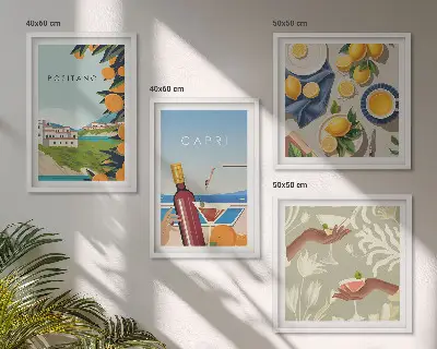 Composição de quadros tema férias com limão italiano em Capri
