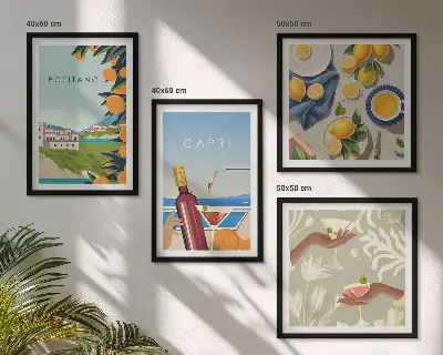 Composição de quadros tema férias com limão italiano em Capri