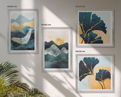 Políptico com moldura Montanhas estéticas abstratas