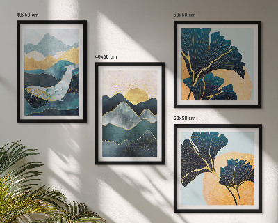 Políptico com moldura Montanhas estéticas abstratas